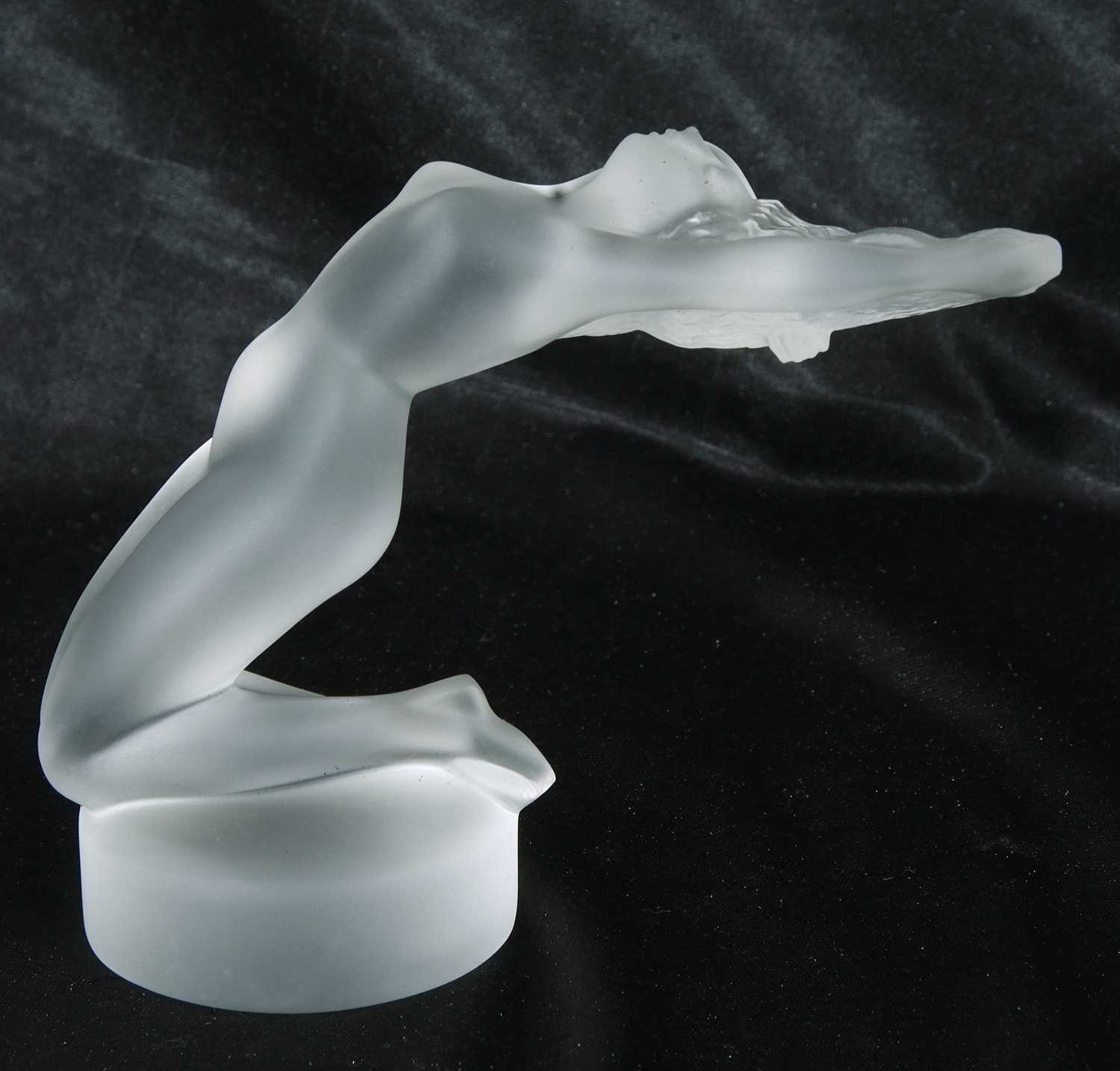 Lalique model of a nude nymph, Chrysis, on circular base, 15cm high - Image 6 of 6