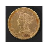 American $10 gold coin dated 1880