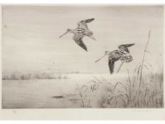 Roland Green (British, 1896-1976), Snipes in flight , Etching, signed and numbered in pencil 17/