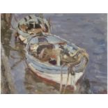 Rowland Fisher RA RMSA ROI (British, 1885-1969), Boats, Oil on board, signed. 6.5x8ins
