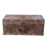 19th century pony skin mounted trunk of rectangular form, the lid with brass studded initials '