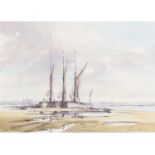 Graham Howlett (British, 1943-2021), Pin Mill, Suffolk, Watercolour, signed. 14x21ins