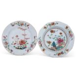 Two Chinese porcelain plate and octagonal dish, polychrome designs, Yongzheng period (2), the