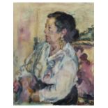 Follower of Thomas Coates RBA (British, b. 1941), Portrait of a Lady, Oil on canvas, indistinctly