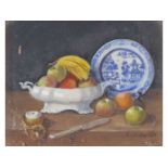 Enid Clarke RMS (British, 1919-2020), A series of six still life miniatures, showing fruit and