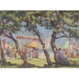 Thomas William Armes (British 1894-1963) Fairground, Beeston Common, Sheringham, Norfolk, Oil on