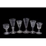 Group of six various 18th century drinking glasses (some chips) (6)