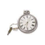 Last quarter of 19th century hallmarked silver paired-case pocket watch having silver hands to a