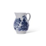 Lowestoft porcelain sparrowbeak jug, circa 1770, with floral design and rockwork, 8cm high