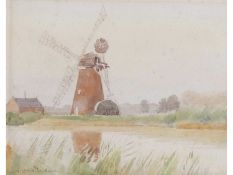 William Leslie Rackham (British, 1864-1944), Norfolk Landscape , Watercolour, signed. 7.4x9ins