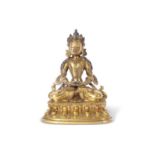 Sino-Tibetan gilt bronze figure of a Buddha circa 19th century, 12cm high