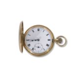 Gents first quarter of the 20th century import hallmarked 18ct gold cased half hunter pocket watch