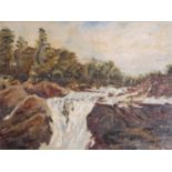 Sir John Alfred Arnesby Brown RA (1866-1955) Waterfall, Wales , Oil on canvas, signed. 12x16ins