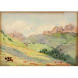 Attributed to Winston Spencer Churchill (British, 1874-1965) Alpine Landscape, signed with