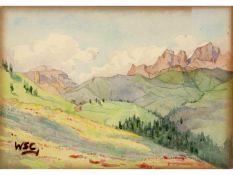 Attributed to Winston Spencer Churchill (British, 1874-1965) Alpine Landscape, signed with