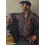 Arseny Semenov (Russian 1911-1992), Portrait of a Worker, 1962, Oil on canvas, signed. 23x17ins