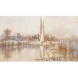 Stephen John Batchelder (British 1849-1932), Sailing, Norfolk Broads , Watercolour, signed. 7.