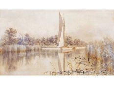 Stephen John Batchelder (British 1849-1932), Sailing, Norfolk Broads , Watercolour, signed. 7.