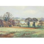 Henry Holzer (British, 1907-2007) Langley Marsh, Oil on board, signed, 1981. 9x13ins