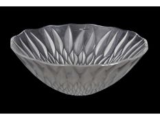 Large Lalique fruit bowl with moulded lappett design and wavy rim, 24cm diam