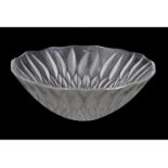 Large Lalique fruit bowl with moulded lappett design and wavy rim, 24cm diam