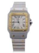 Cartier gold and stainless steel cased mid-sized automatic wrist watch, 'Santos' model 2139,