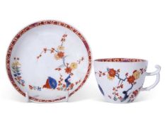 Meissen cup and saucer decorated in Kakiemon style with a version of the two quail pattern,