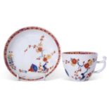 Meissen cup and saucer decorated in Kakiemon style with a version of the two quail pattern,