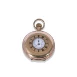 Gents first quarter of 20th century hallmarked 9ct gold cased half hunter pocket watch with button