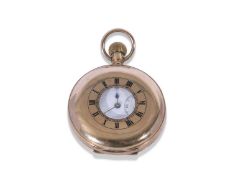 Gents first quarter of 20th century hallmarked 9ct gold cased half hunter pocket watch with button