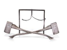Unusual early 20th century silver plated table centre menu holder in the form of a pair of crossed