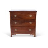 George III mahogany chest of three long drawers fitted with oval brass handles, 87 x 86 x 49cm