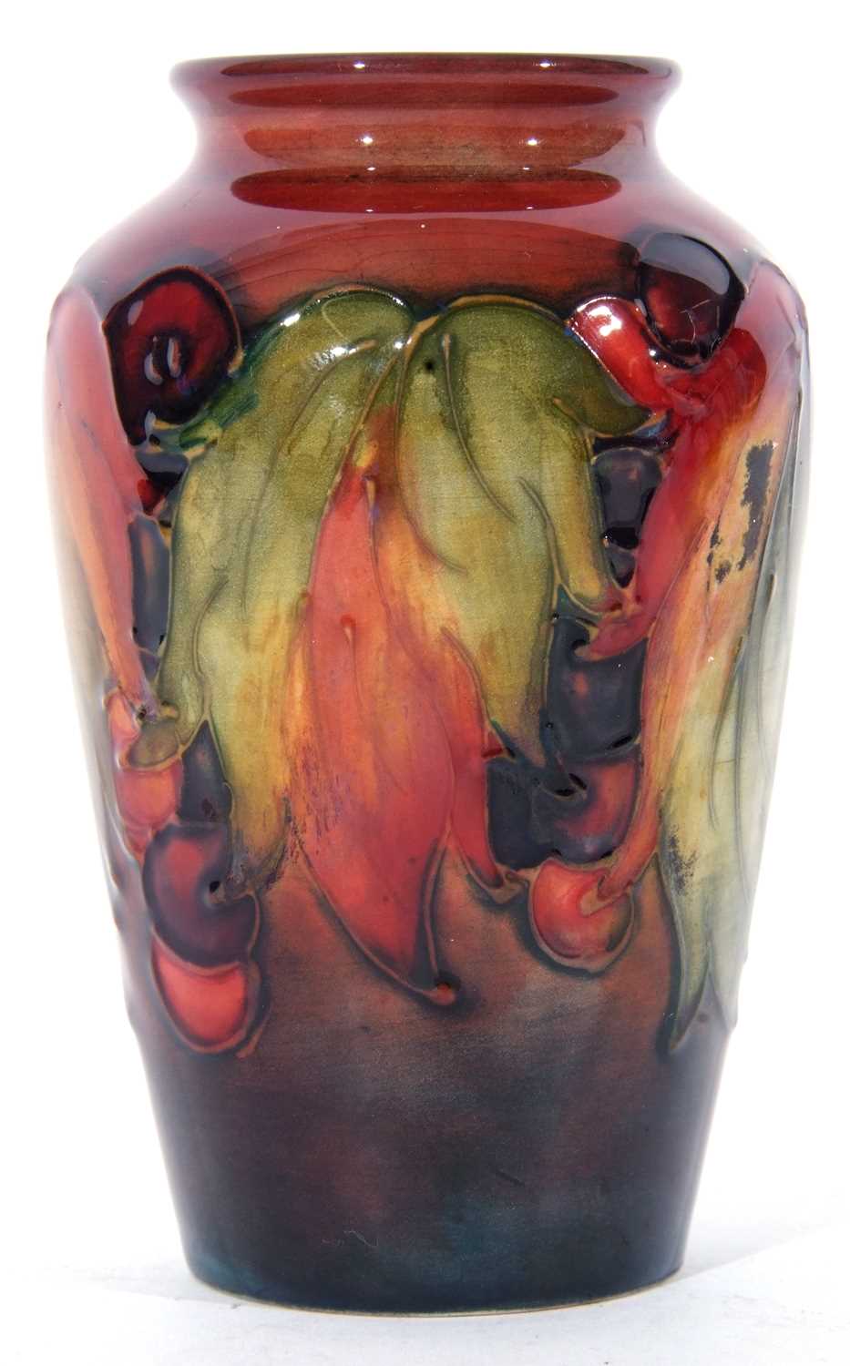 Small Moorcroft vase in the leaf and berry pattern on flambe ground - Image 2 of 4