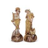 Pair of early 20th century Continental figures by Ernst Wahliss of a gentleman and lady in Art