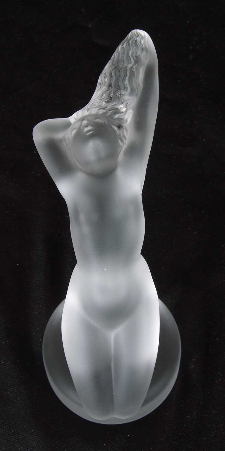 Lalique model of a nude nymph, Chrysis, on circular base, 15cm high - Image 3 of 6