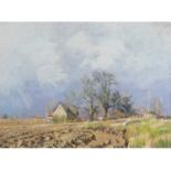 Margaret Glass (British, b.1950), 'Sunlight and Showers near Beccles'., Pastel on paper, signed.