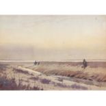 Henry Harvey, (British, Contemporary), Wild Fowlers, Breydon, Watercolour, signed in the margin.