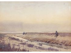 Henry Harvey, (British, Contemporary), Wild Fowlers, Breydon, Watercolour, signed in the margin.
