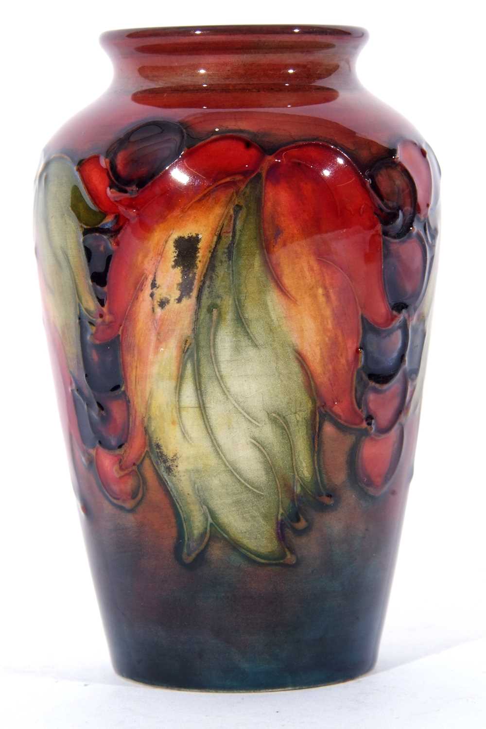 Small Moorcroft vase in the leaf and berry pattern on flambe ground - Image 3 of 4