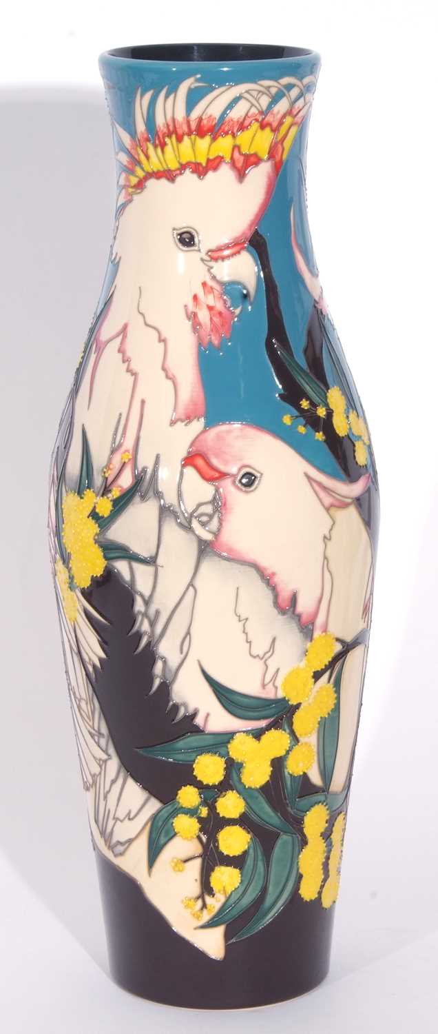 Large Moorcroft trial vase decorated with tube lined decoration of cockatoos amongst foliage, the - Image 2 of 3