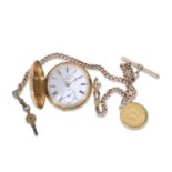 Gents last quarter of 19th century hallmarked 18ct gold cased full hunter pocket watch, the outer