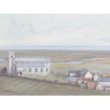 Desmond Cossey (British, b.1940), Salthouse Church, Oil on canvas, signed. 11x15.5ins