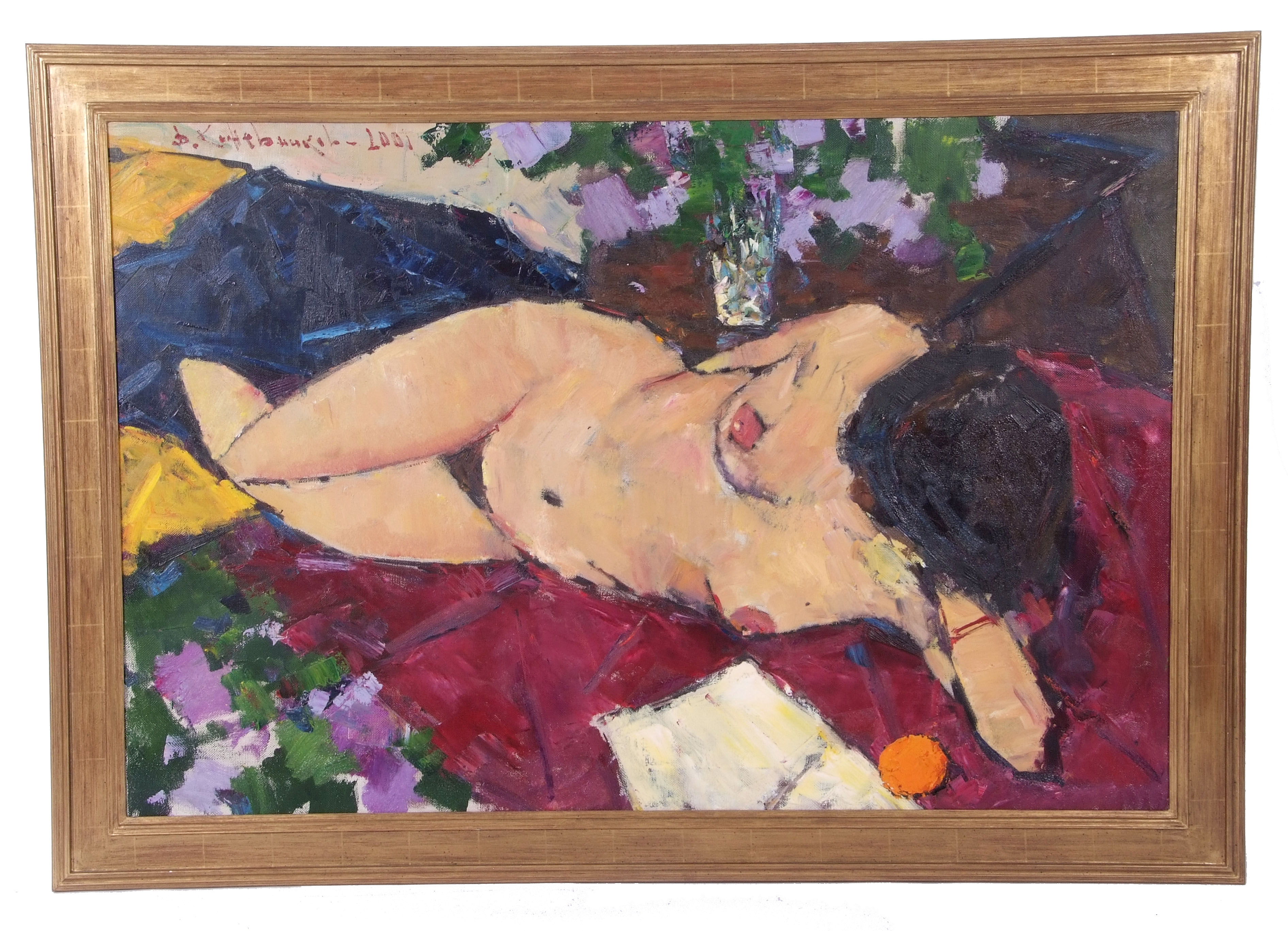 Russian School, Contemporary, A Reclining Female Nude , Oil on canvas, indistinctly signed. - Image 3 of 3