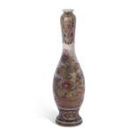 Satsuma vase, Meiji period, bottle shaped, finely decorated in enamels with baskets of flowers, also