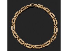 750 stamped bar link necklace, 42cm long, 75.3gms g/w