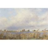 Owen Waters (British, 1916-2004), Thurne Mouth, Norfolk Broads , Oil on board, signed. 31x35ins