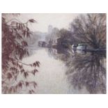 Henry Holzer (British 1907-2007) The Waveney Beccles, Pastel on canvas, signed, 1968, 15.5x20ins