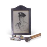 Royal ephemera related to Edward VIII, comprising a signed portrait print by Van Dyke, in a silver