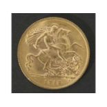 George V gold half sovereign dated 1912