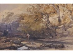 John Middleton (British, 1827-1856), Angler casting by a rocky stream. *One of Mr Middleton's